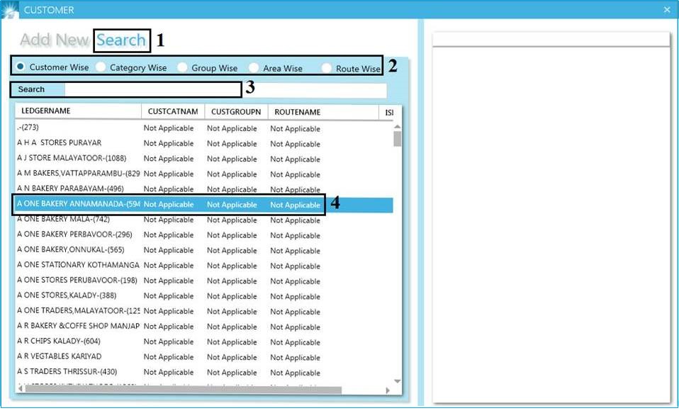 GST billing software-Customer Search Window