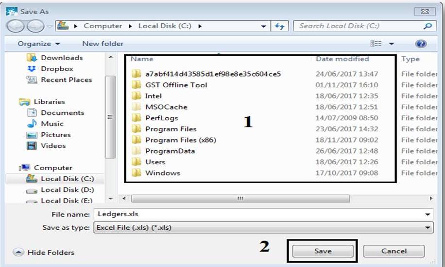 GST billing software-Export Ledger Window