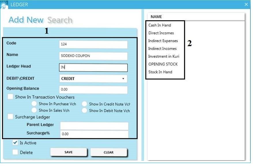 GST billing software-Ledger Creation Window