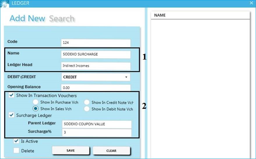 GST billing software-Sodexo Coupon Ledger Creation Part 1 window
