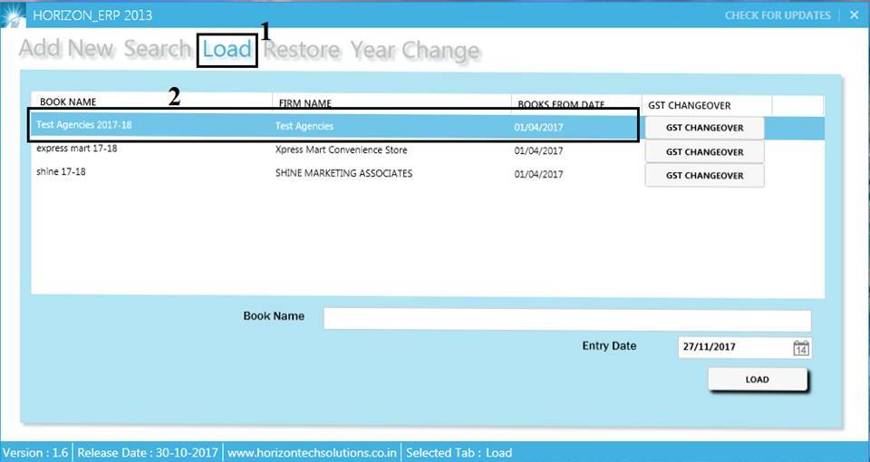 GST billing software-Database Loading Window