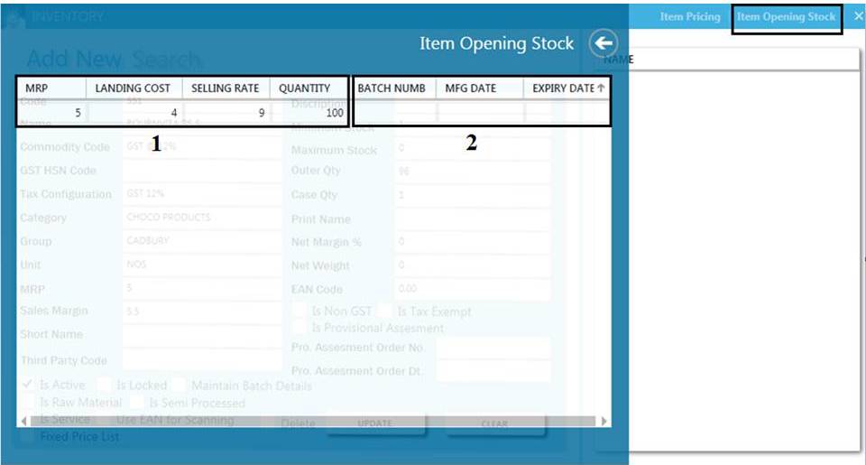 GST billing sofware-item Pricing Window