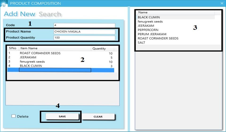 GST billing software-Product Composition Window Part 2
