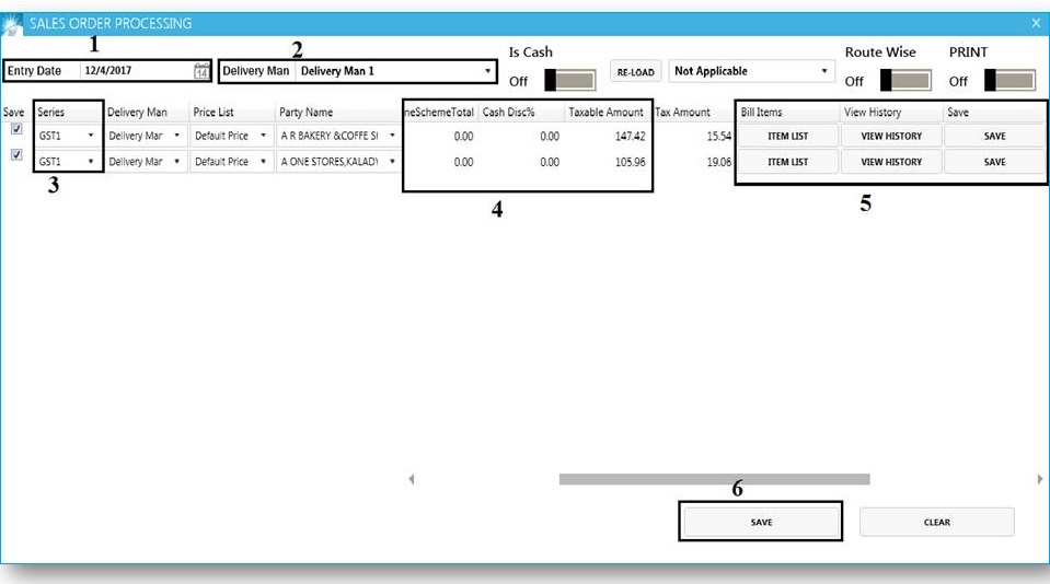 GST billing software-Sales order Processing Window