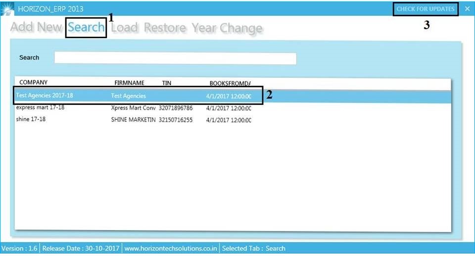 GST billing software-Company Search Window