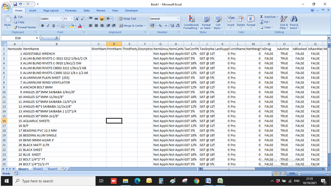 A new excel file will open with all data
