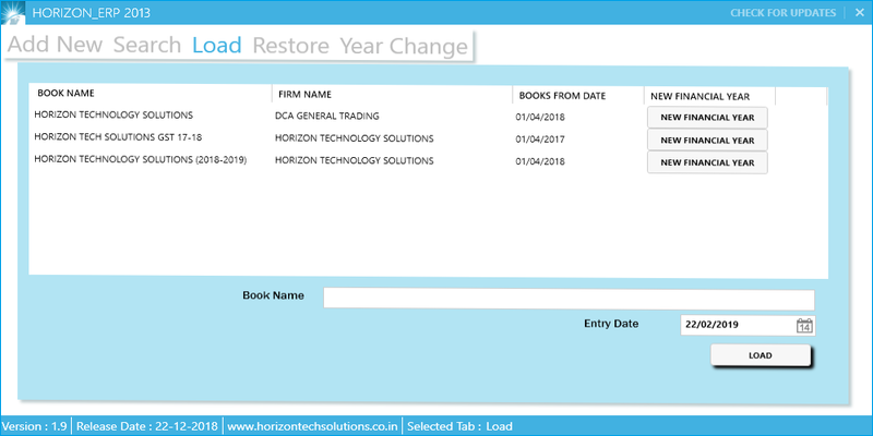 initial setup window